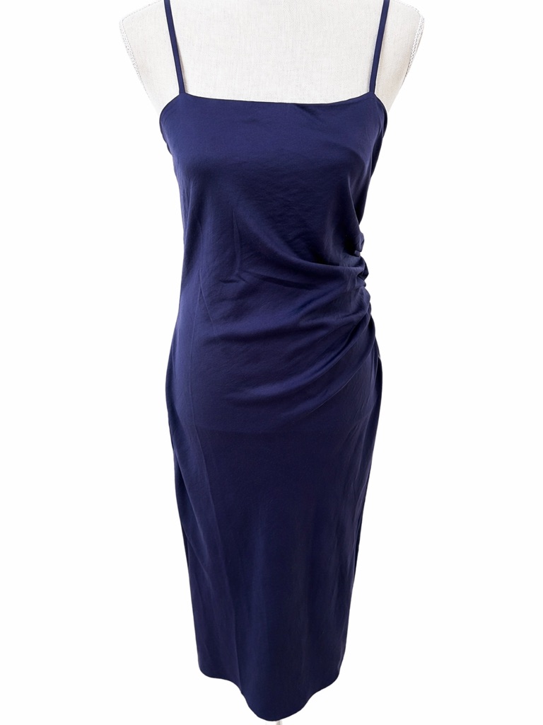 House Of Harlow 1960 Purple Satin Maxi Dress Ruched Side Slip Size M
